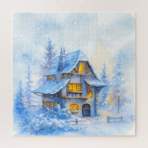 Cozy Traditional Lodge Forest Corporate Holiday  Jigsaw Puzzle