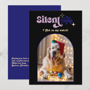 Cozy Twilight Funny Retro Pet Dog Christmas Photo Holiday Card
