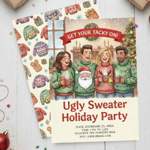Cozy Ugly Sweater Holiday Party Hand Painted  Invitation