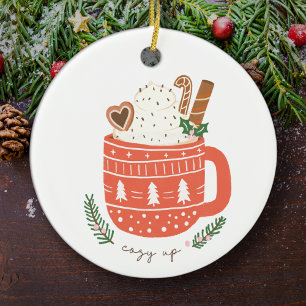 Cozy Up Hot Cocoa Mug Christmas Holiday Ceramic Tree Decoration