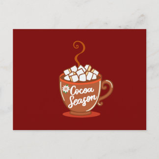 Cozy up with this sweet Cocoa Season design Holiday Postcard