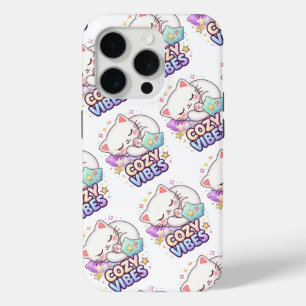 Cozy Vibe Cat Sticker   Cute Sleeping Cat  iPhone 15 Pro Case
