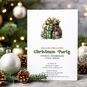 Cozy Victorian Christmas presents party invitation
