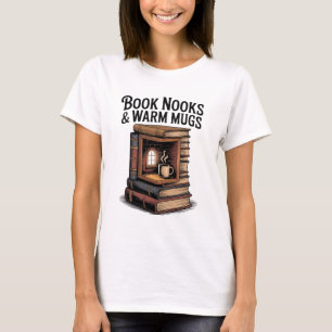 Cozy Vintage Book Nook with Warm T-Shirt