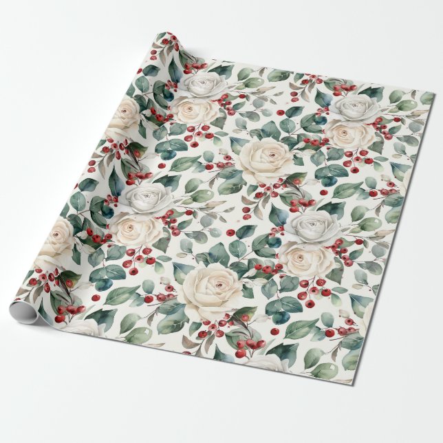 Cozy Vintage Christmas Pattern Wrapping Paper (Unrolled)