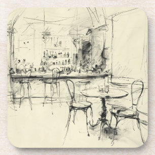 Cozy Vintage Restaurant Interior Coaster