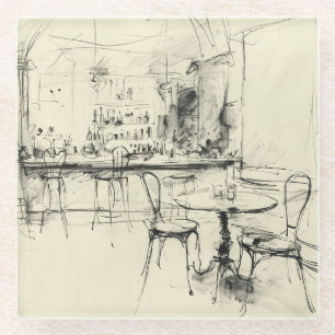 Cozy Vintage Restaurant Interior Glass Coaster