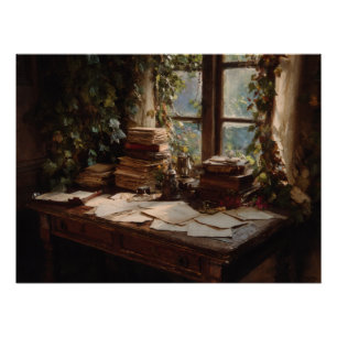 Cozy Vintage Writing Nook View Poster
