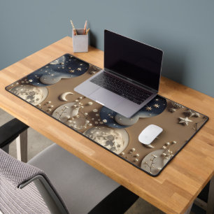 Cozy Warm Beige Celestial Moon Desk Mat