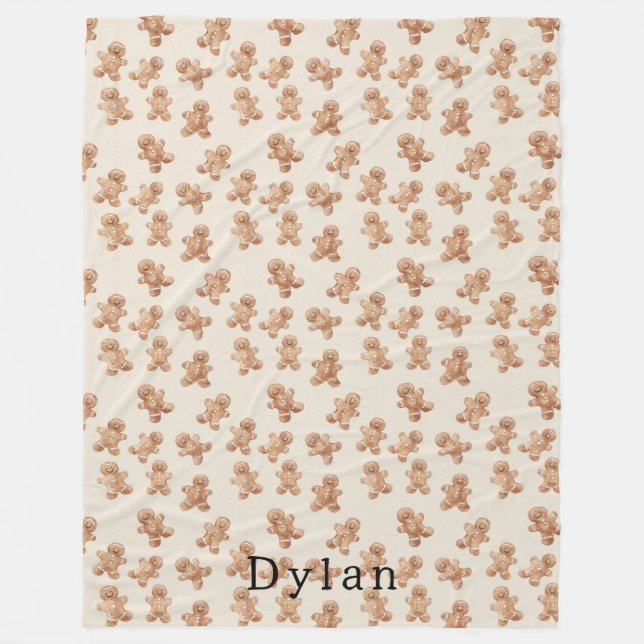 Cozy Warm Christmas Gingerbread Cookies Fleece Blanket (Front)