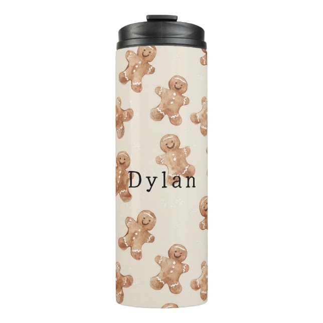 Cozy Warm Christmas Gingerbread Cookies Thermal Tumbler (Front)