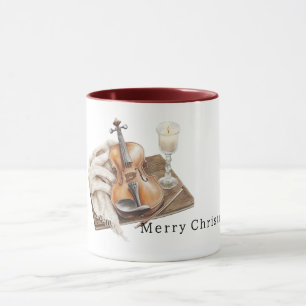 Cozy Warm Christmas Violin Candle Mug