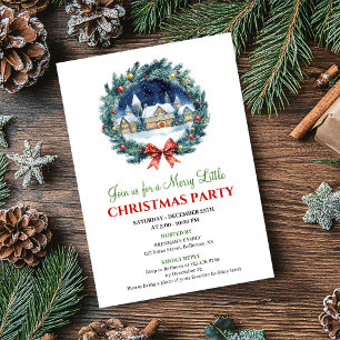 Cozy Watercolor Holiday Scene Christmas Invitation