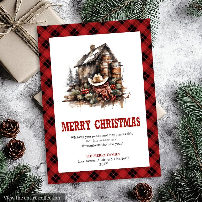 Cozy Western Buffalo Plaid Holiday Greeting (Cozy Western Buffalo Plaid Holiday Greeting)