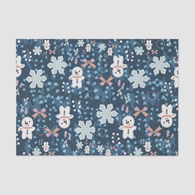 Cozy Whimsical Holiday Throw Pillow Tissue Paper (Front)