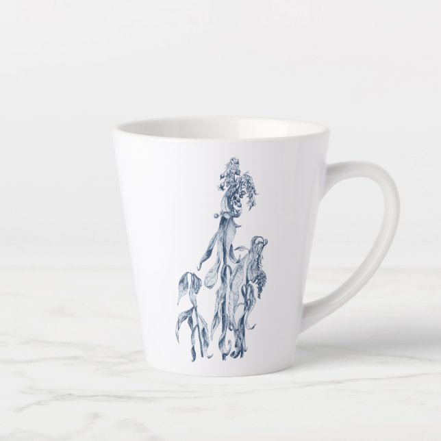 Cozy Winter Botanical Art Latte Mug (Right)