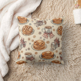 Cozy Winter Breakfast Pattern | Pancakes & Coffee  Cushion