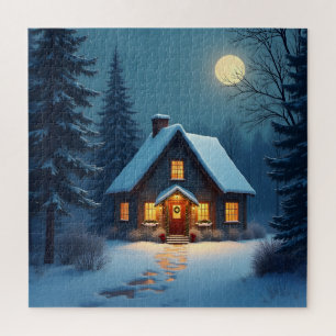 Cozy Winter Cabin Christmas Jigsaw Puzzle