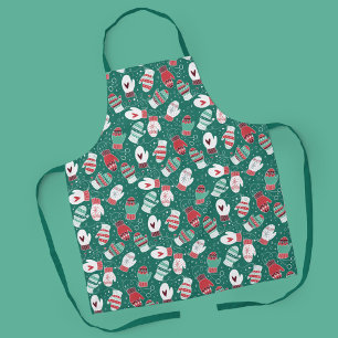 Cozy Winter Christmas Mittens Pattern in Green Apron