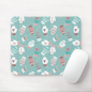 Cozy Winter Christmas Mittens Pattern in Mint Mouse Mat