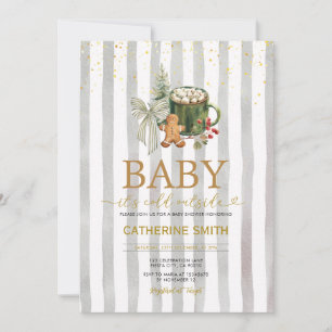 Cozy Winter Cocoa Bow Baby Shower Invitation