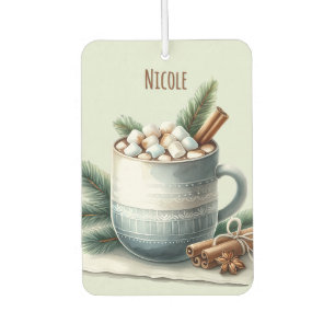 Cozy Winter Cocoa Marshmallow Mug Scene Car Air Freshener