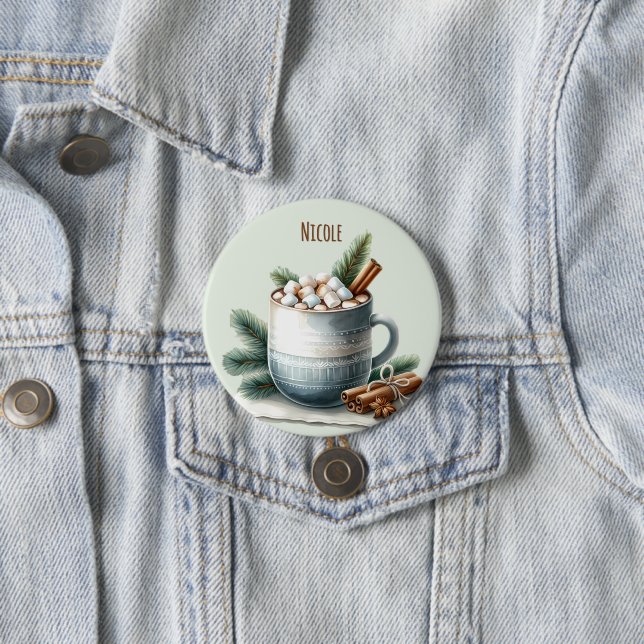 Cozy Winter Cocoa Marshmallow Scene 7.5 Cm Round Badge (In Situ)