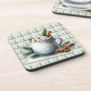 Cozy Winter Cocoa Marshmallow Scene Coaster