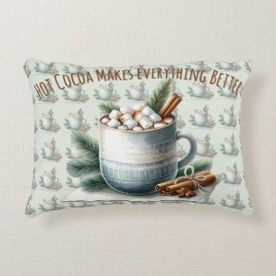 Cozy Winter Cocoa Marshmallow Scene Decorative Cushion