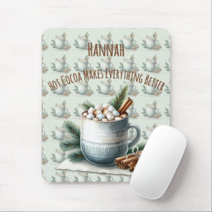 Cozy Winter Cocoa Marshmallow Scene Mouse Mat