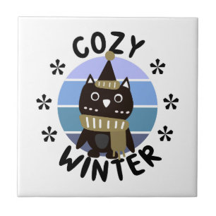 Cozy Winter, Cute Owl Tile