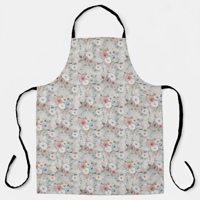 Cozy Winter Floral Pattern Apron (Front)