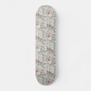 Cozy Winter Floral Pattern Skateboard