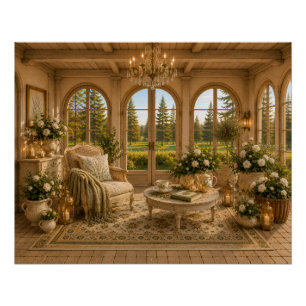 Cozy Winter Garden Botanical Cottage Wall Art Post
