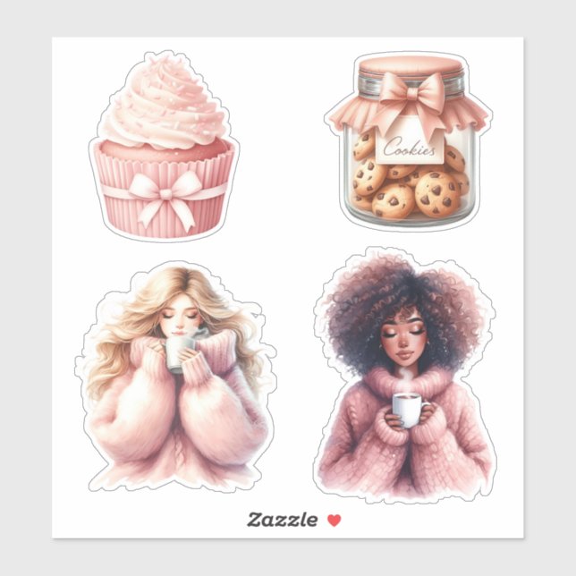 Cozy Winter girly Aesthetic Sticker (Sheet)