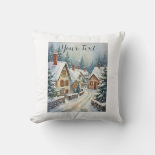 Cozy Winter Mountain Scene Throw Pillow - 16" x 16