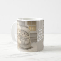 Cozy Winter Mug with Puppy and Kitten Illustration