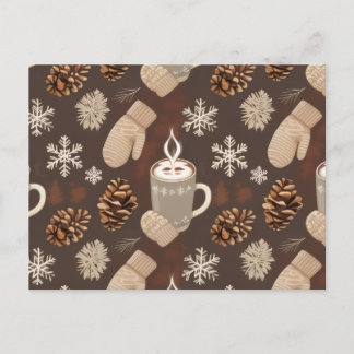 Cozy Winter Pattern-Minimalist Aesthetic Art Holiday Postcard