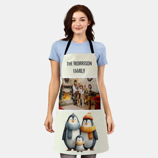 Cozy Winter Penguin Family Apron (Worn)