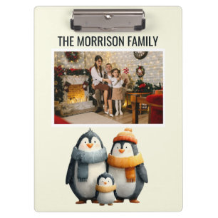 Cozy Winter Penguin Family Clipboard
