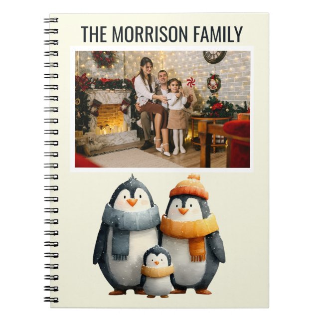 Cozy Winter Penguin Family Notebook (Front)