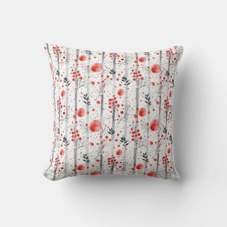 Cozy winter red and green cottage design cushion