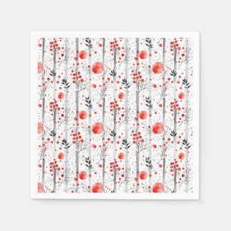 Cozy winter red and green cottage design napkin
