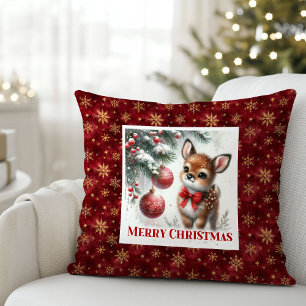 Cozy winter scene baby deer kids room decor  cushion