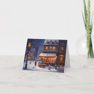 Cozy Winter Scenes and Warm Sips Holiday Card