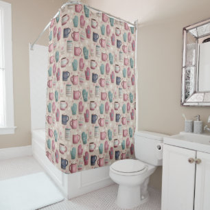 Cozy Winter Seamless Pattern with Knitted Mittens Shower Curtain
