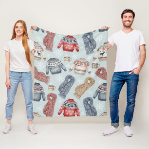 Cozy Winter Sweaters and Scarves – Watercolor Fleece Blanket