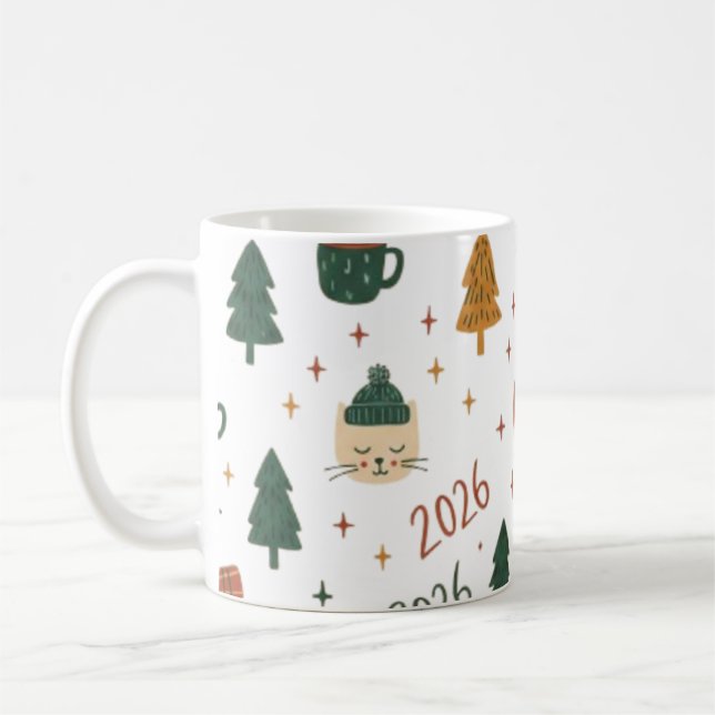 Cozy Winter Vibes 2026 - Cute Puppy and Kitten Chr Coffee Mug (Left)