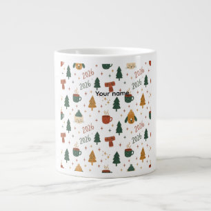 Cozy Winter Vibes 2026 - Cute Puppy and Kitten Chr Large Coffee Mug