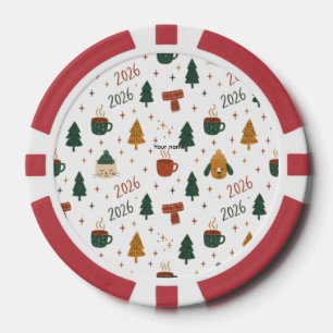 Cozy Winter Vibes 2026 - Cute Puppy and Kitten Chr Poker Chips